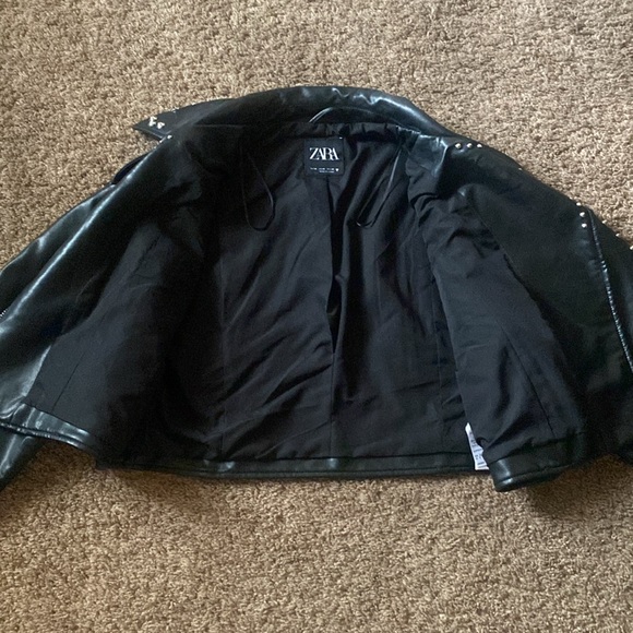 Zara | Cropped Studded Faux Leather Jacket - Picture 8 of 15